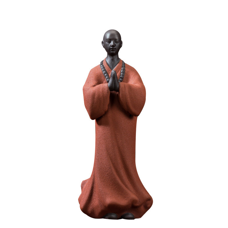 zensoullab Zen Character Ceramic Little Monk Tea Pet Desktop Tea Set Ornament Premium Purple Clay Little Monk Creative Home Decoration