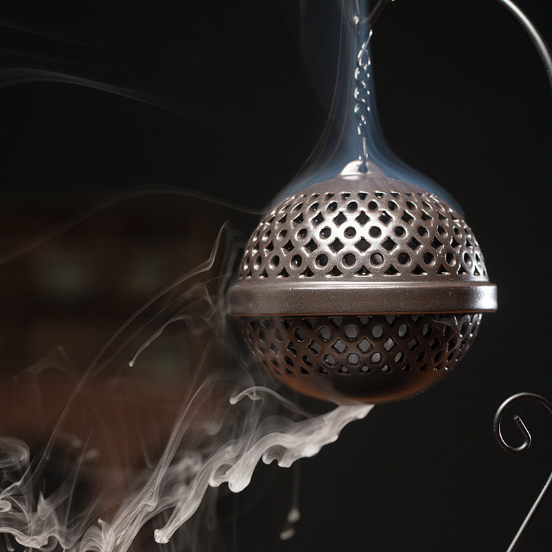 zensoullab Zen Hollow Backflow Incense Burner Aromatherapy Ball Hanging Burner Home Tea Ceremony Indoor Hanging Incense Holder Creative Ornament