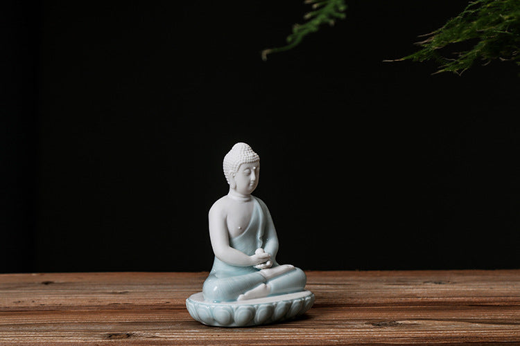 zensoullab Premium Dehua Ceramic Chinese Handmade Buddha Shakyamuni Amitabha Buddha Hall Home Entrance Decoration