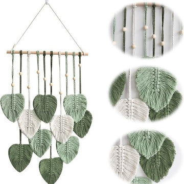 zensoullabins Creative Hand-Woven Cotton Rope Leaf Tapestry Bohemian Style Home Wall Decoration Room Wall Hanging