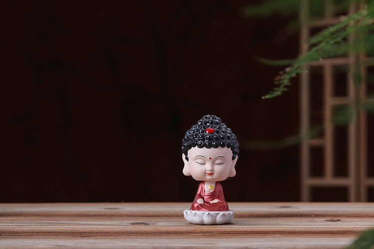 zensoullab Premium Creative Bobblehead Figurine Desktop Ornament Hand-painted Small Ornament Tathagata Peace Buddha Car-mounted Chinese Home Decoration