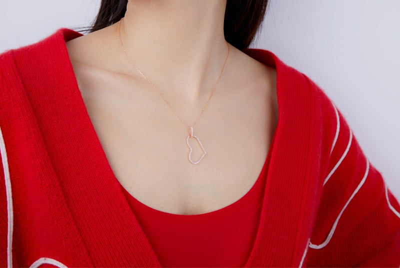 zensoullab Heart-shaped Love Inlaid Zircon High-end S925 Sterling Silver Necklace Niche Versatile Elegant Pendant