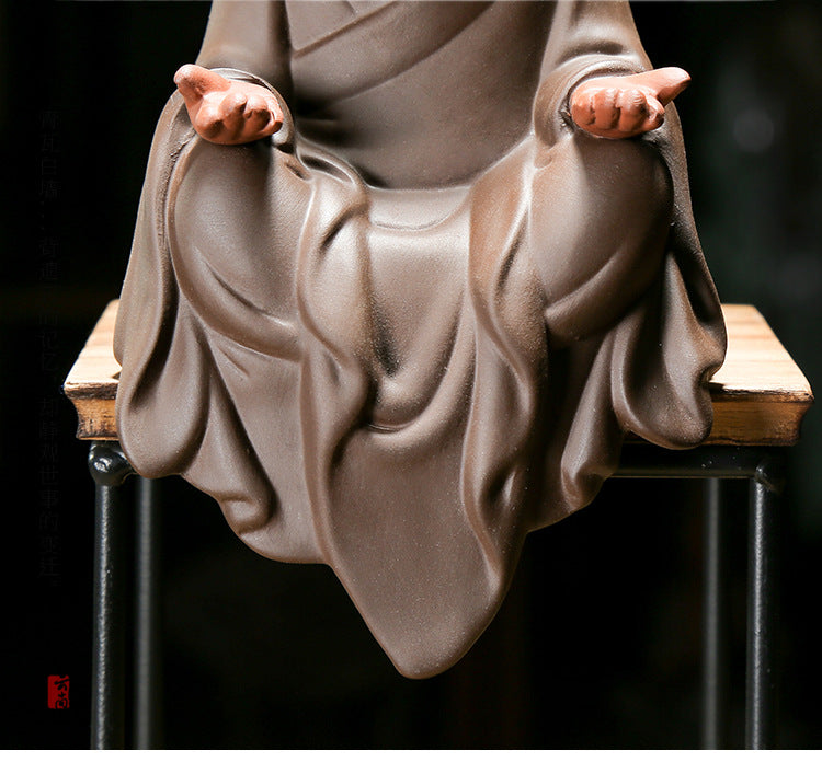 zensoullab Yunshang Chinese Zen Monk Gift Ceramic Ornament Classical Craft Tea Ceremony Home Decoration Zisha