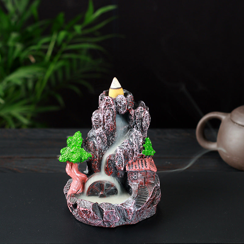 zensoullab Resin Backflow Incense Burner Zen Rockery Home Indoor Living Room Incense Burner Backflow Incense Landscape Decoration Ornament