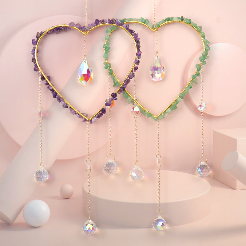 Zensoullab Amethyst Gravel Love Sun Catcher Sun Catcher Crystal Pendant Window Garden Lighting Pendant