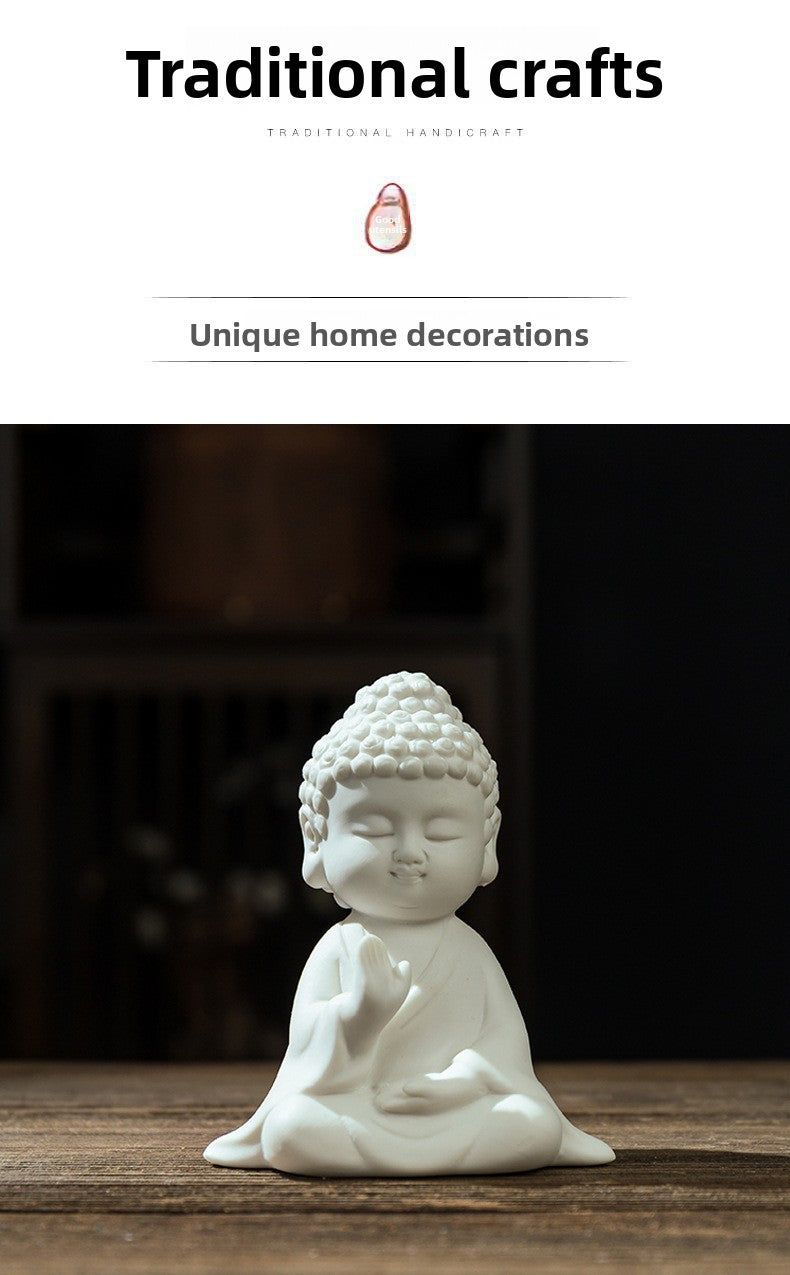 zensoullab Creative Ceramic Buddha Statue New Chinese Style Living Room TV Cabinet Entrance Hall Buddha Shrine Desktop Zen Peace Car Ornament
