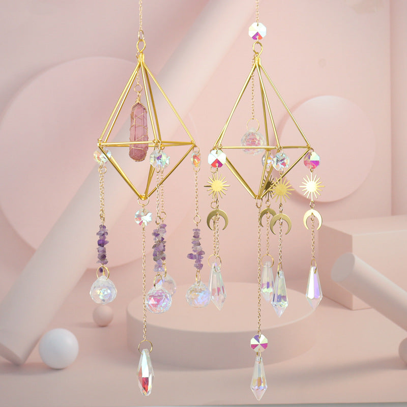 zensoullab Crystal Sun Catcher Air Rack Natural Crystal Column Lamp Prism Pendant Crystal Hanging Garden Decoration