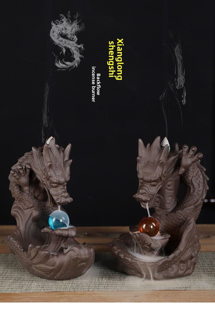 zensoullab Backflow Incense Burner Ceramic Zisha Xianglong Prosperous Home Tea Ceremony Office Creative Craft Ornament