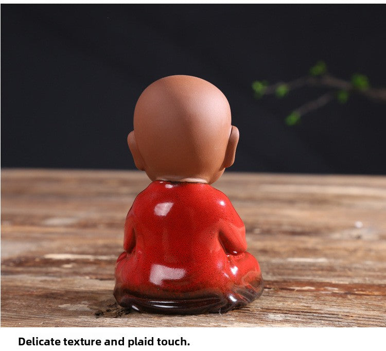zensoullab Zen Purple Clay Blessing Little Monk Tea Pet Creative Ceramic Kung Fu Tea Tea Set Accessories Chinese Home Decoration