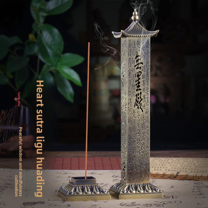 zensoullab Hundred Blessings Pillar Huading Incense Burner Home Use Agarwood Sandalwood Incense Burner Metal Antique Zen Ornament