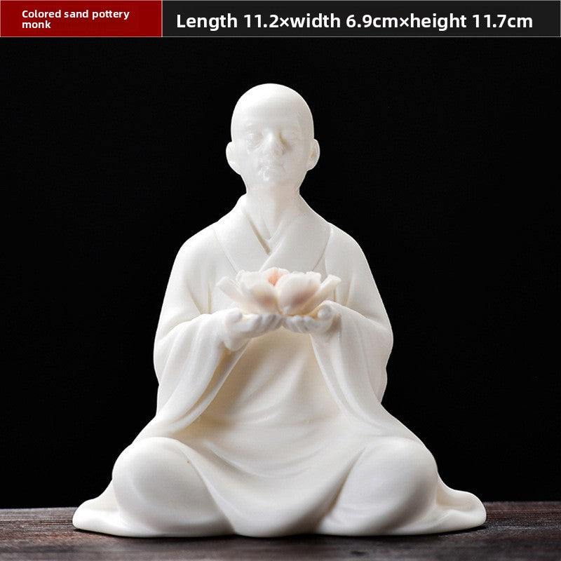 zensoullab Zen Ceramic Little Monk Desktop Decoration New Chinese Style Living Room Entrance Figure Soft Decoration Tea Table Tea Pet Premium Ornament