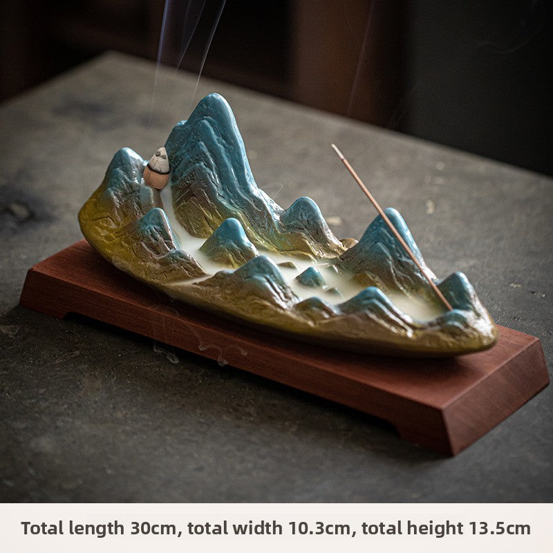 Zensoullab Thousand-Li Landscape Large Ceramic Flowback Incense Burner Home Indoor Incense Stick and Base Creative Aromatherapy Aromatherapy Stove Tea Ceremony Decoration