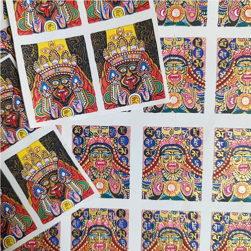 zensoullab Nepal Full Hand-Painted Zakiram Small Thangka Tibetan Female God of Wealth Thangka Pendant Tibetan Kaga U Box Painting Core