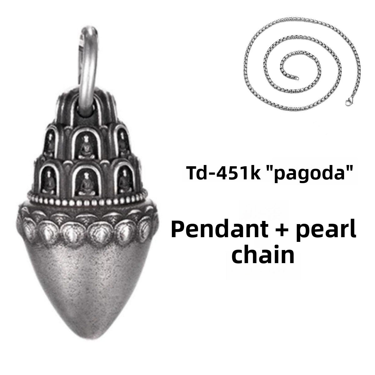 zensoullab Buddha Pagoda Pendant Thai Silver Unisex Tibetan Chinese Style Retro Hanging Pendant Tibetan Style Protective Buddha Pendant