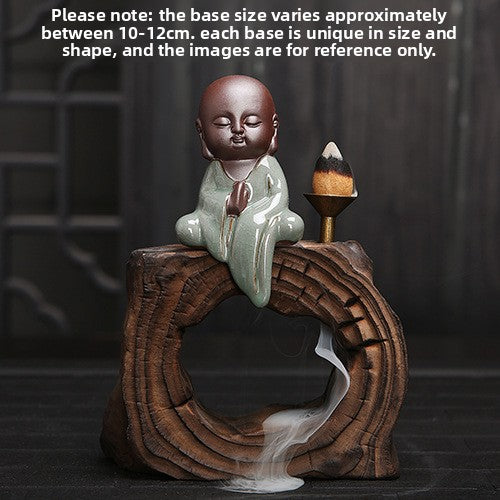 zensoullab Yunshang Tea Pet Ornament Creative Little Monk Purple Clay Backflow Incense Burner Tea Set Accessories Home Office Art Ornament