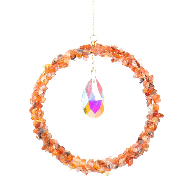 zensoullab Sun Catcher Gardening Crafts Crushed Stone Large Circle AB Color Crystal Water Drop Lighting Pendant