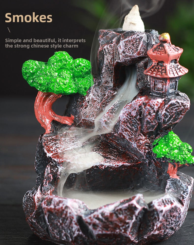 zensoullab Resin Backflow Incense Burner Zen Rockery Home Indoor Living Room Incense Burner Backflow Incense Landscape Decoration Ornament