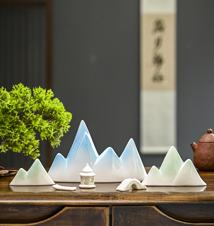 zensoullab Ceramic Rockery Handmade Zen Ornament New Chinese Style Living Room Tea Room Study Pen Holder Entrance Micro Landscape Fish Tank Decoration