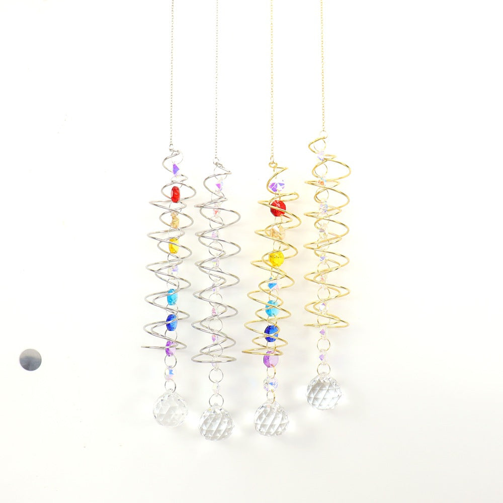 zensoullab Spiral Spinner Sun Catcher Crystal Wind Chime Rainbow Maker Rotating Hook Garden Decoration