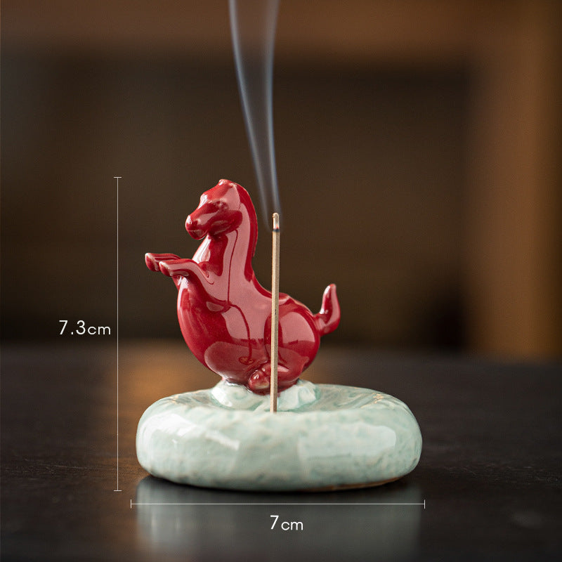 zensoullab Ceramic Small Tang Horse Incense Burner Creative Incense Holder Home Indoor Aromatherapy Burner Sandalwood Agarwood Incense Holder Incense Device