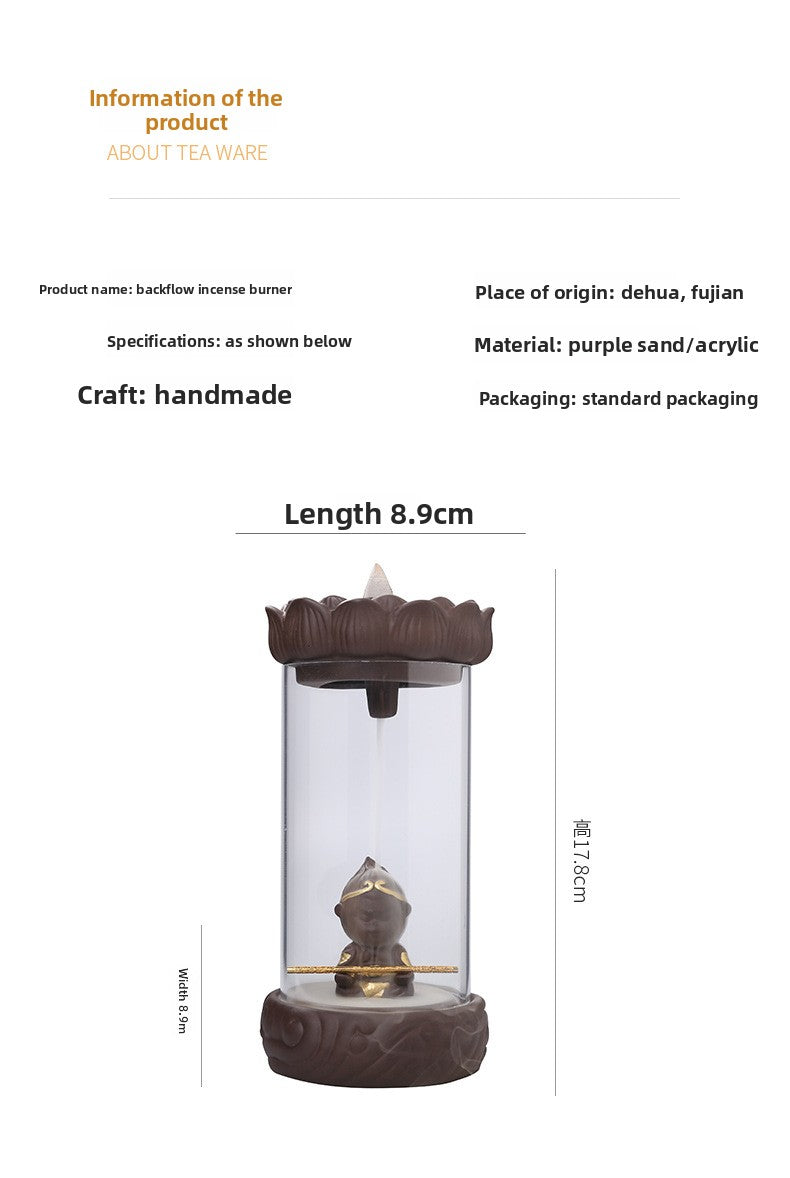 zensoullab Purple Clay New Product Great Sage Sandalwood Backflow Incense Burner Creative Windproof Cover Lotus Backflow Aromatherapy Burner Home Decor Original