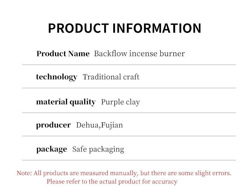 zensoullab Purple Clay Backflow Incense Burner Special for Creative Large Bottle Left and Right Feng Yuan Waterfall Backflow Incense Burner