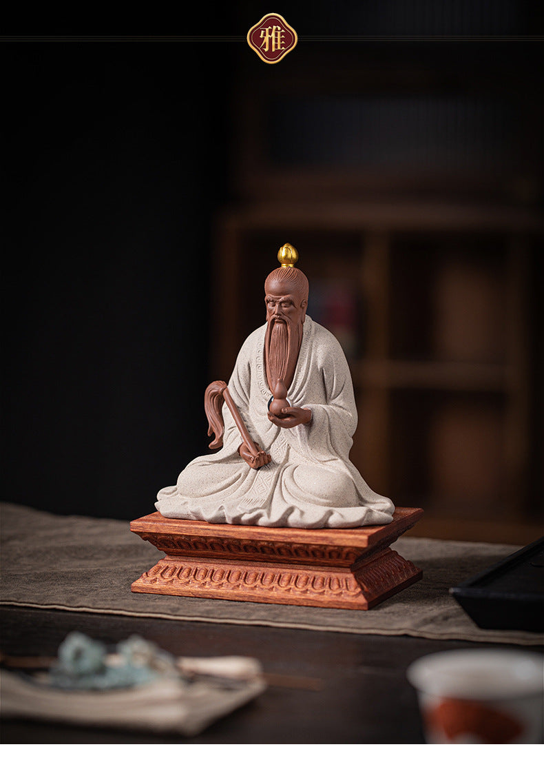zensoullab Zen Style Chinese Ceramic Taishang Laojun Three Pure Ones Taoist Patriarch Yuanshitianzun Living Room Creative Home Decor Antique Shelf Ornament