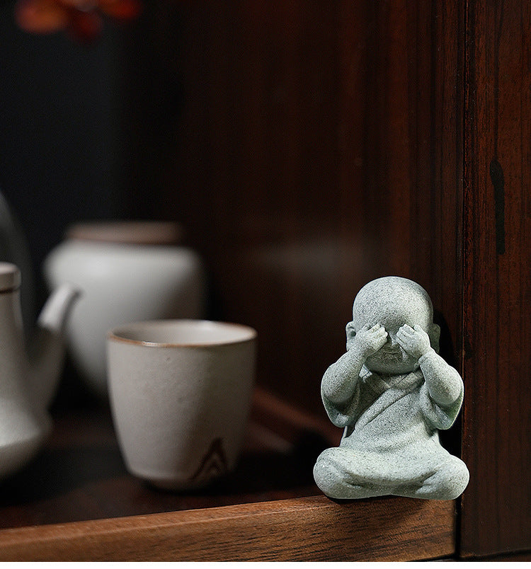 zensoullab Decorative Crafts Zen Decorations Tea Room Arrangement Landscaping Little Monk Decoration New Chinese Style Micro Landscape Arrangement Props