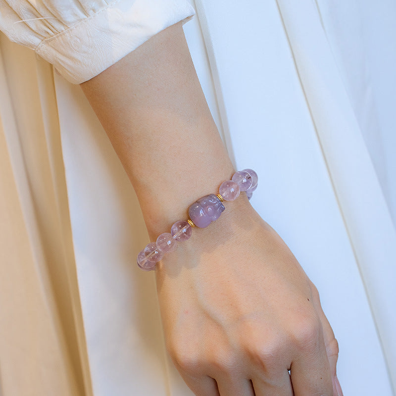 zensoullab Nine Purple Fire Bracelet for Women, Zodiac Year of the Dragon Bracelet, Natural Purple Jade Lavender Crystal Bracelet