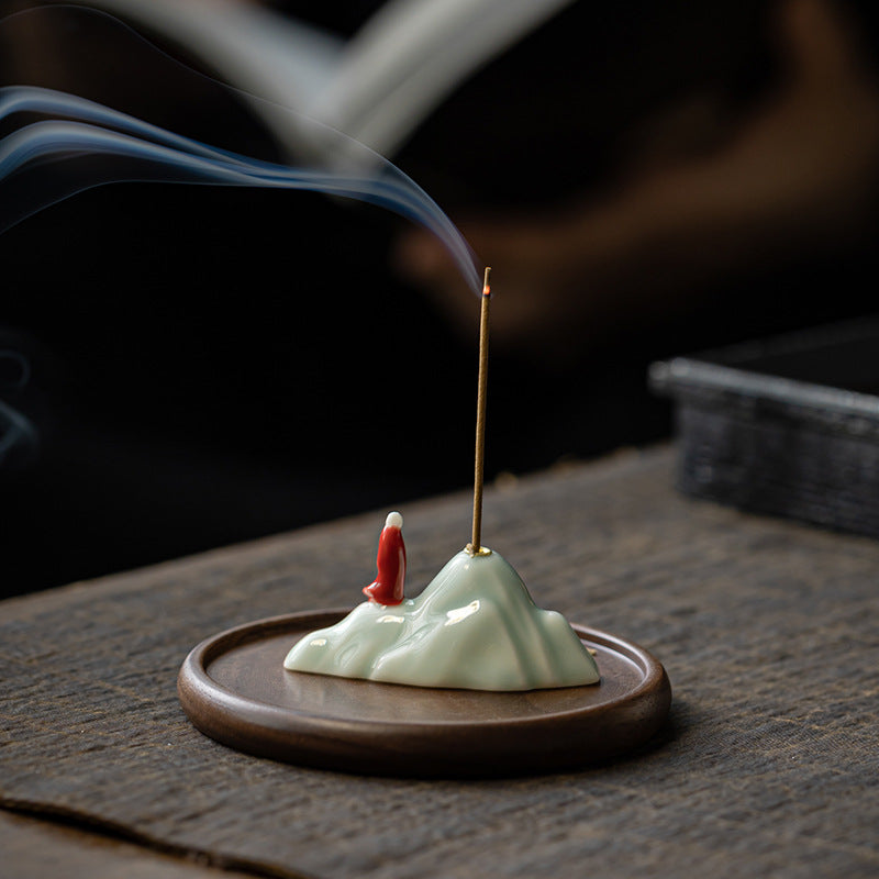 zensoullab Zen Rockery Incense Holder Ornament Tea Ceremony Incense Burner Tea Room Living Room Home Aromatherapy Burner Incense Stand Creative Incense Tool Sandalwood