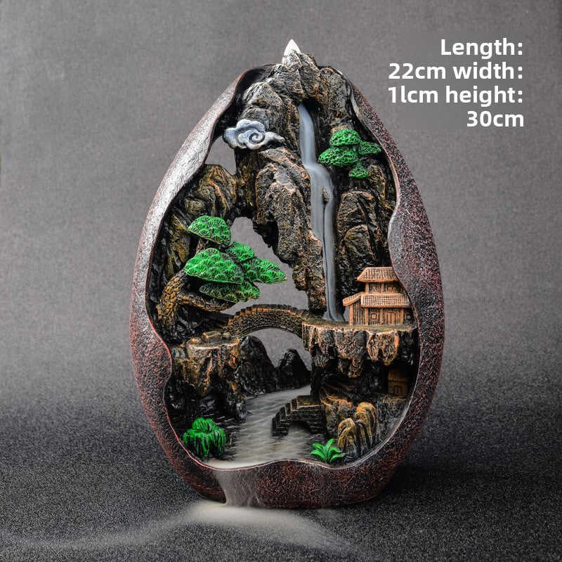 zensoullab Creative Resin Large Great Wall Backflow Incense Burner Home Decor Craft Ornament Incense Holder Incense Seat Backflow Aromatherapy Burner