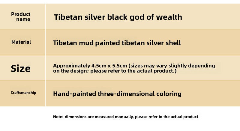 zensoullab Rubbing Thangka Hand-painted 3D Black God of Wealth Tibetan Painted Buddha Small Thangka Buddha Amulet Tibetan Silver Pendant Necklace for Men and Women