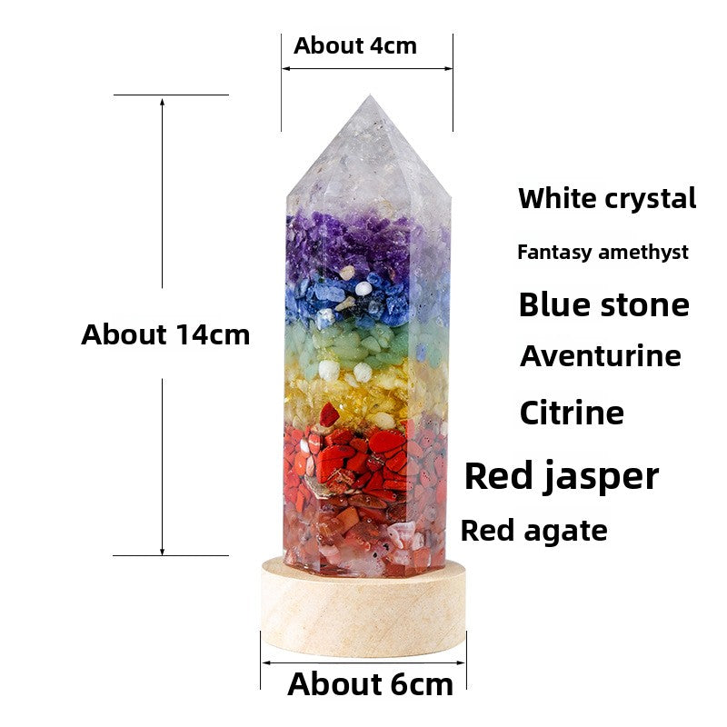 zensoullab Natural Crystal Pillar Night Light USB Creative Crystal Gravel Resin LED Night Light Home Craft Ornament
