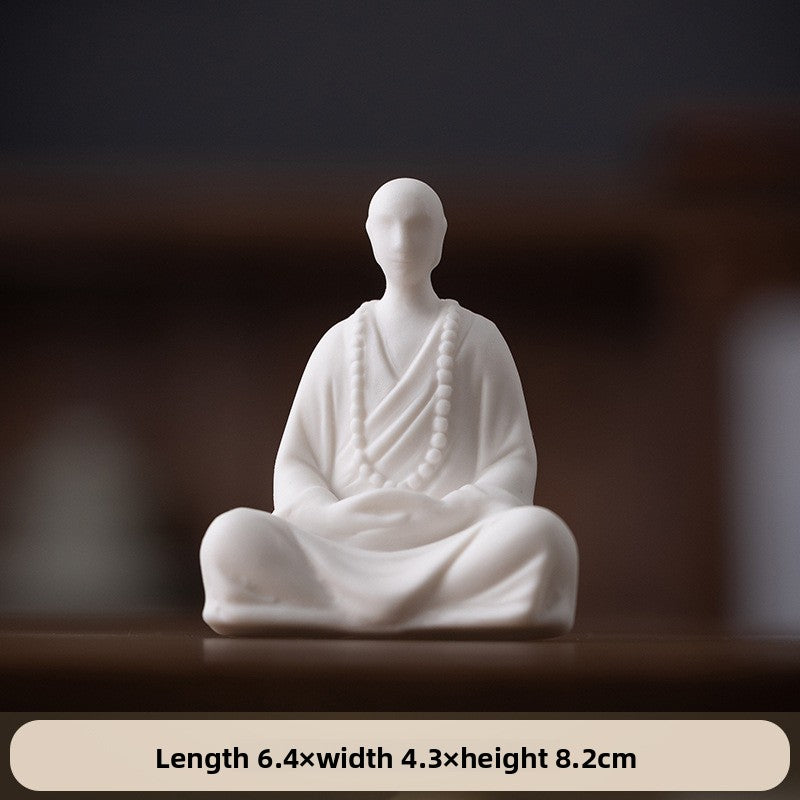 zensoullab Chinese Style Little Monk Home Decor Ceramic Zen Unphase Buddha Tea Ceremony Fish Tank Landscaping Micro Landscape Bonsai Decoration