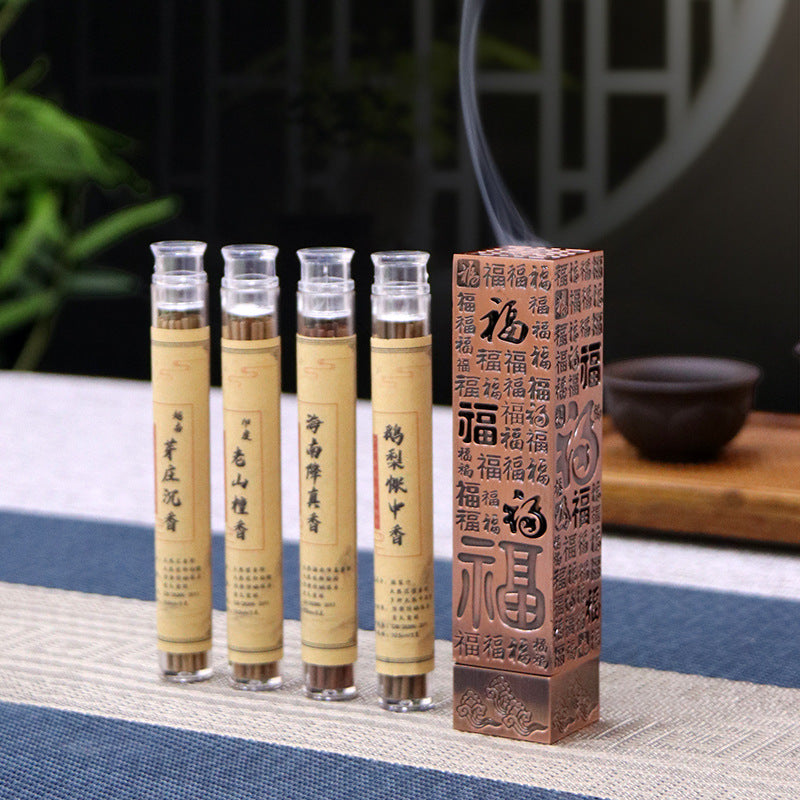 zensoullab Zen Vertical Incense Burner Hollow Incense Holder Baifu 10.5cm Incense Tube Sandalwood Incense Burner Tea Ceremony Incense Decoration