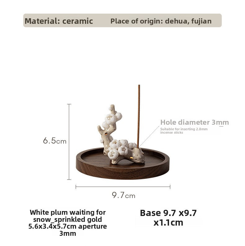 zensoullab Zen Ceramic Plum Blossom Incense Holder Creative Incense Stand Incense Tray Incense Burner Tea Room Study Atmosphere Decor Incense Burner
