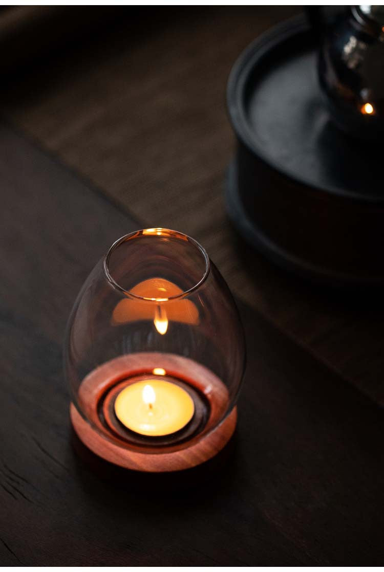 zensoullab Japanese Style Glass Candle Holder Creative Ornament Candle Romantic Home Zen Retro Aromatherapy Windproof Table Cover Desktop Decoration