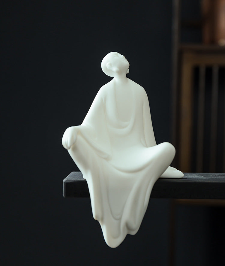 zensoullab Zen White Porcelain Little Monk Home Living Room Entrance New Chinese Style Decoration Ceramic Little Monk Desktop Figurine