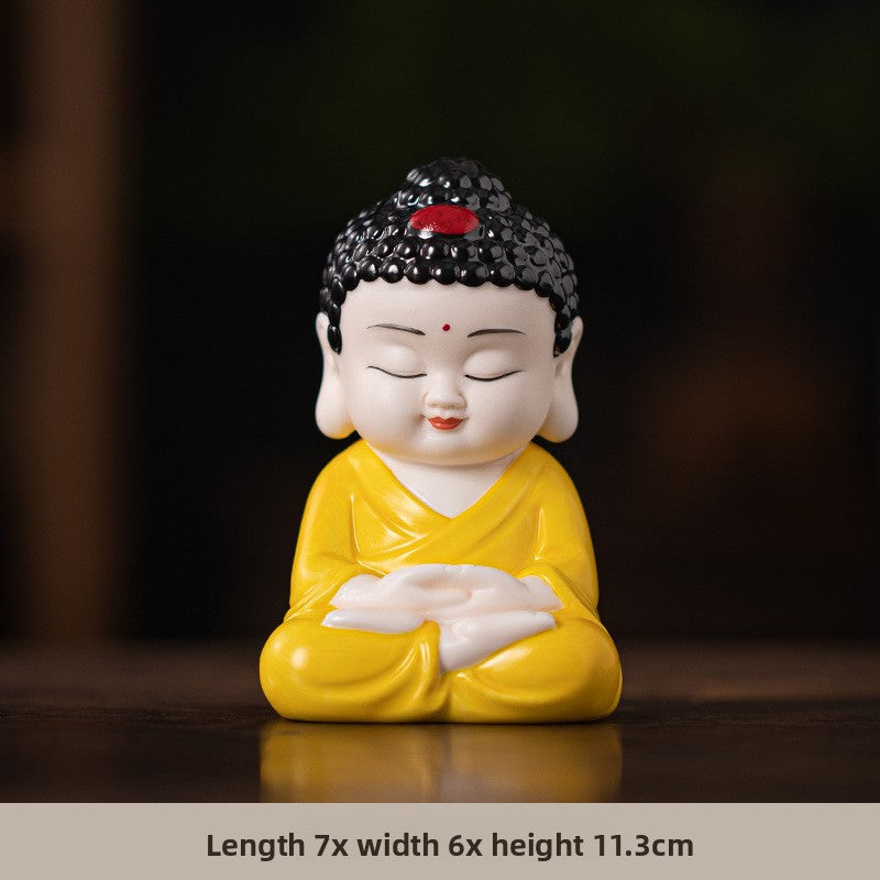 zensoullab Zen Style Chinese Ceramic Three Saints Buddha Guanyin Ksitigarbha Desktop Small Ornaments Creative Home Living Room Household Decorations