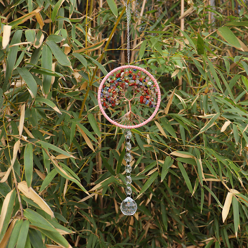 zensoullab Live Hot Sale Natural Crushed Stone Tree of Life Crystal Pendant Car Hanging Bedroom Accessories Pendant