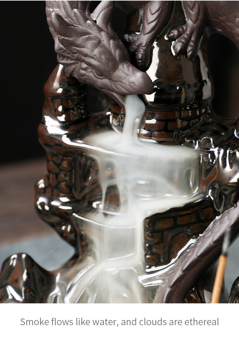 Ceramic Sandalwood Backflow Incense Burner Home Decor Creative European Style Pterosaur Waterfall Backflow Incense Burner