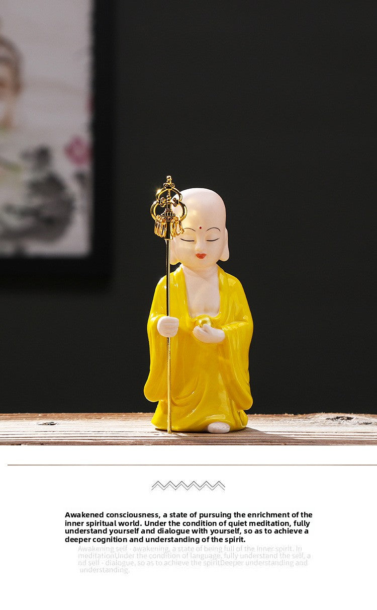 zensoullab Creative Chinese Ceramic Buddha Statue for Peace and Protection Ksitigarbha Bodhisattva Worship Living Room Altar Entrance Car Home Decoration
