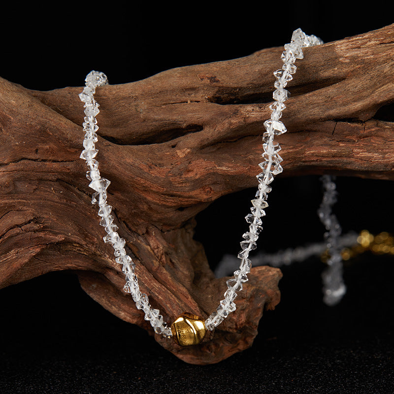 zensoullab Original Design S925 Sterling Silver Natural White Crystal Colorful Gemstone Necklace for Women Personalized Handmade Irregular Beads