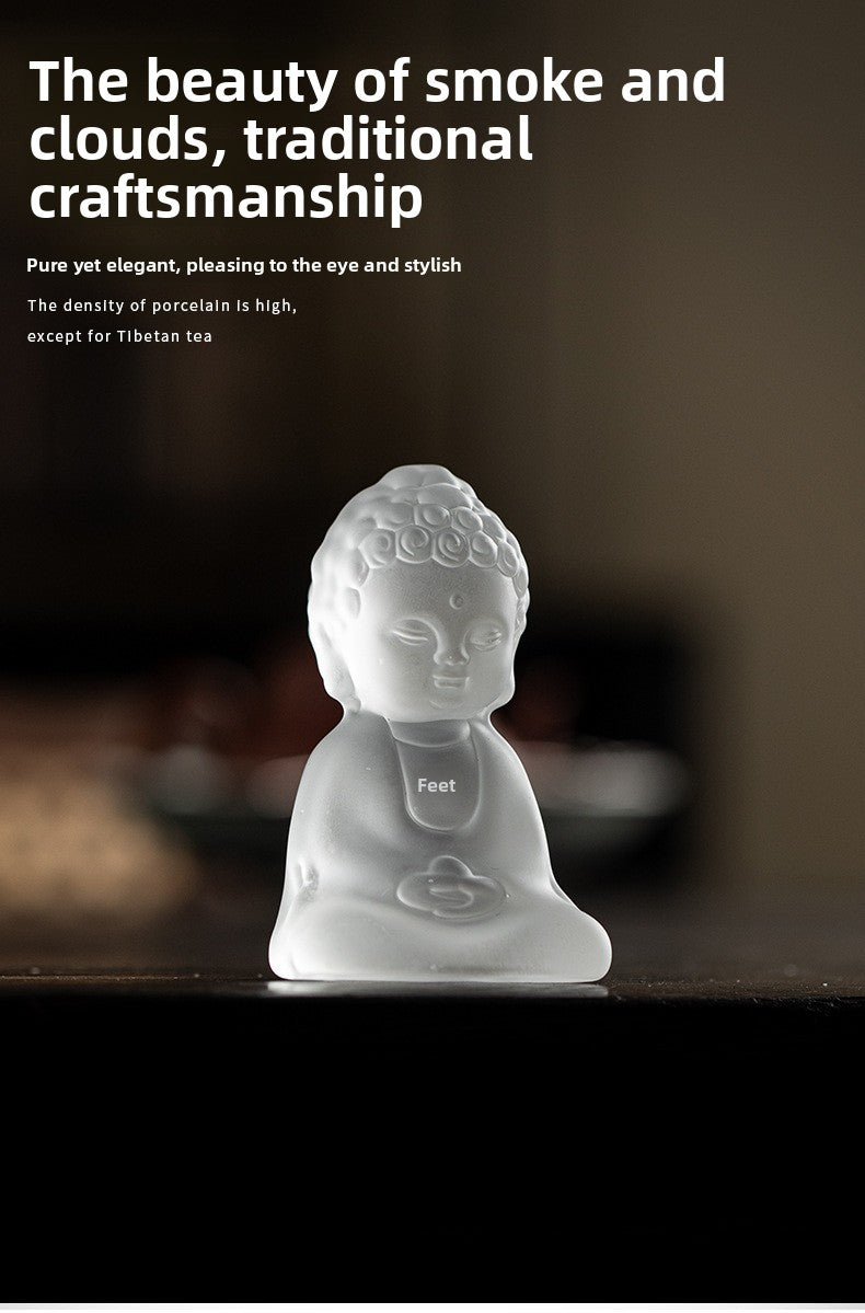 zensoullab Ancient Glazed Little Monk Tea Pet Ornament Zen Glass Buddha Figurine Kung Fu Tea Set Tea Tray Accessories