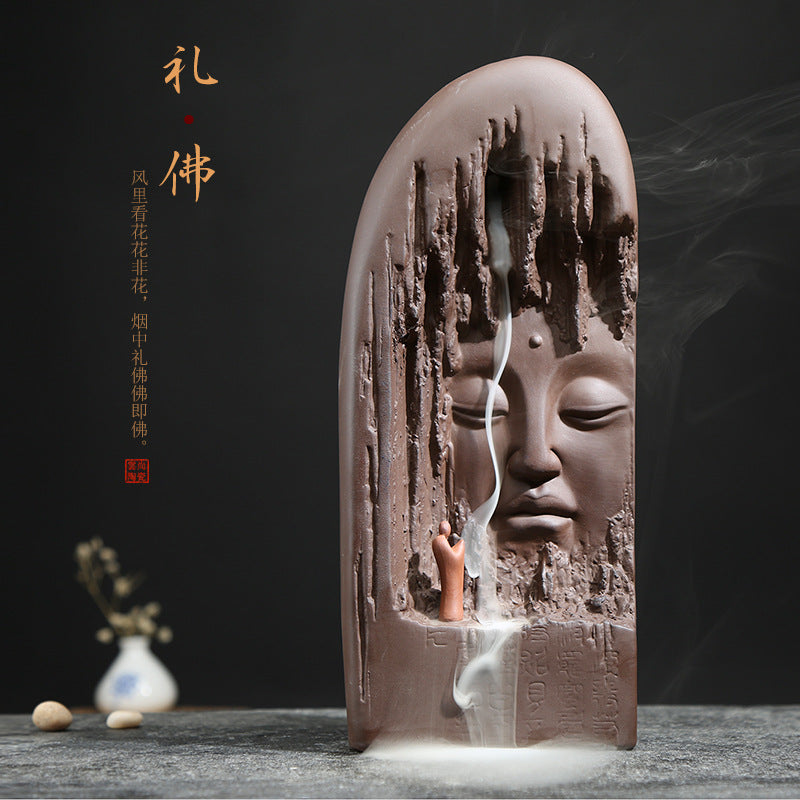 Zensoullab Yunshang Creative Backflow Incense Burner Zen Purple Clay Ornaments Buddha Worship Home Indoor Worship Decoration Sandalwood Stove Buddha Utensils