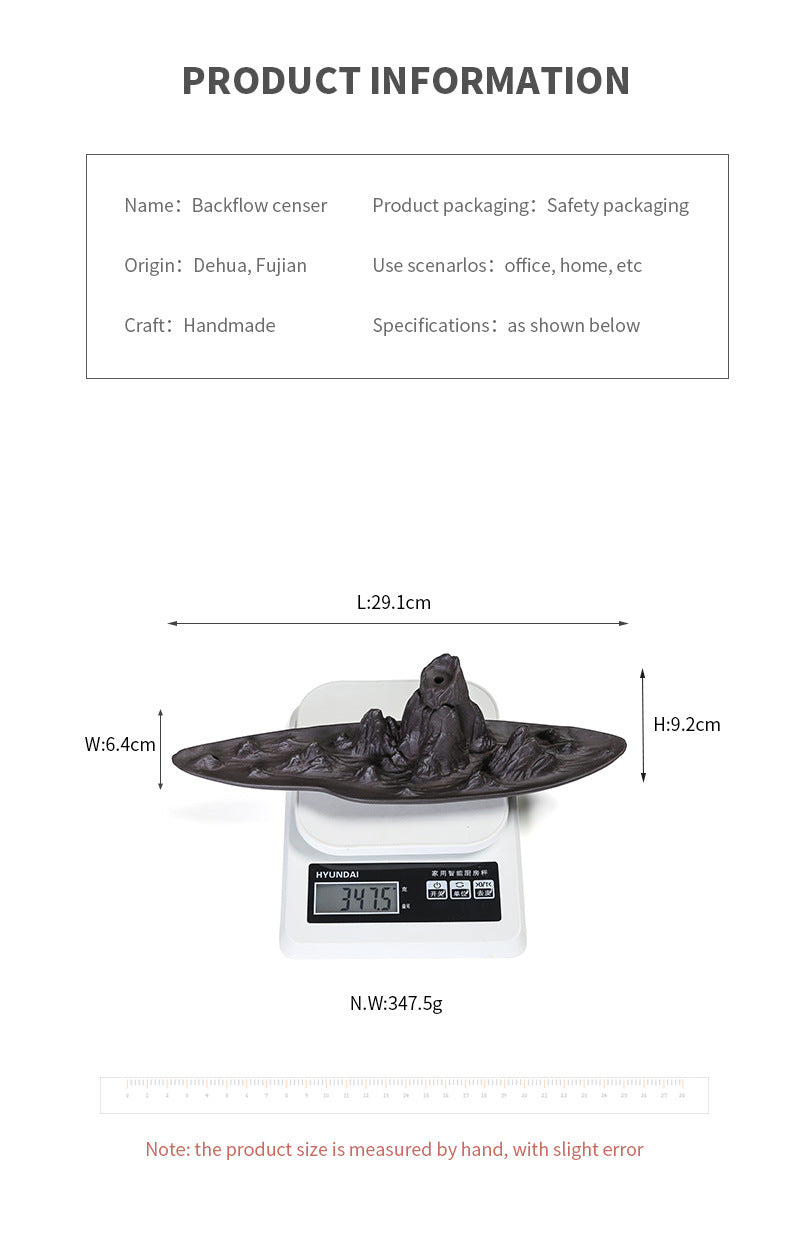 zensoullab Purple Clay Sandalwood Incense Burner Incense Holder Incense Stick Backflow Incense Burner Creative Mountain Water Backflow Incense Burner Home Decor