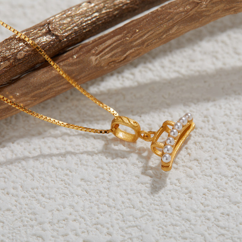 zensoullab Hot Sale S925 Sterling Silver Ancient Gold Inlaid Dopamine Freshwater Pearl Necklace for Women Niche High-end Feel