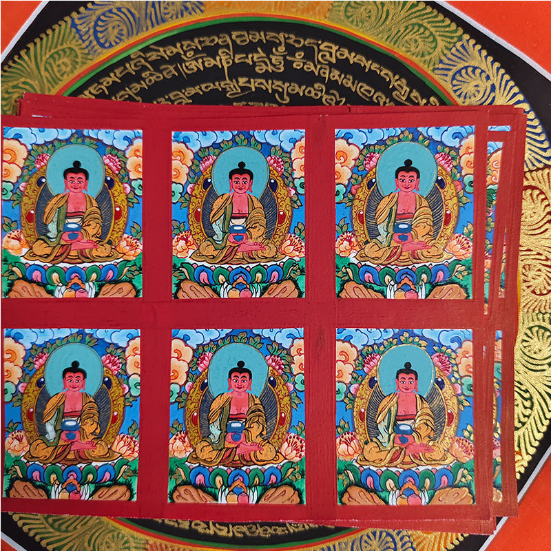zensoullab Nepal Hand-painted Small Thangka Twelve Zodiac Guardian Buddha Manjushri Yellow God of Wealth Green Tara Gau Box Pendant