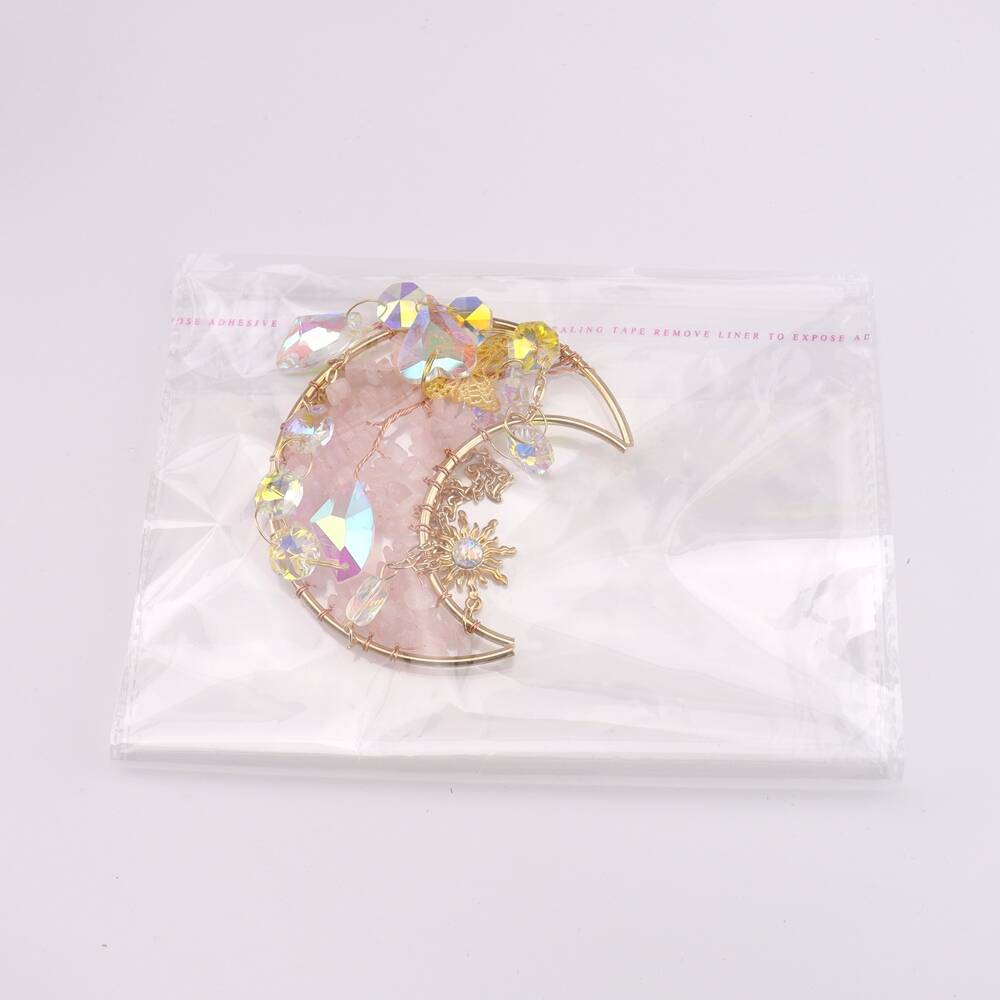 zensoullab Natural Crystal Gravel Moon Wind Chime Crafts Ornaments Sunlight Pendant Amethyst Sun Catcher T65