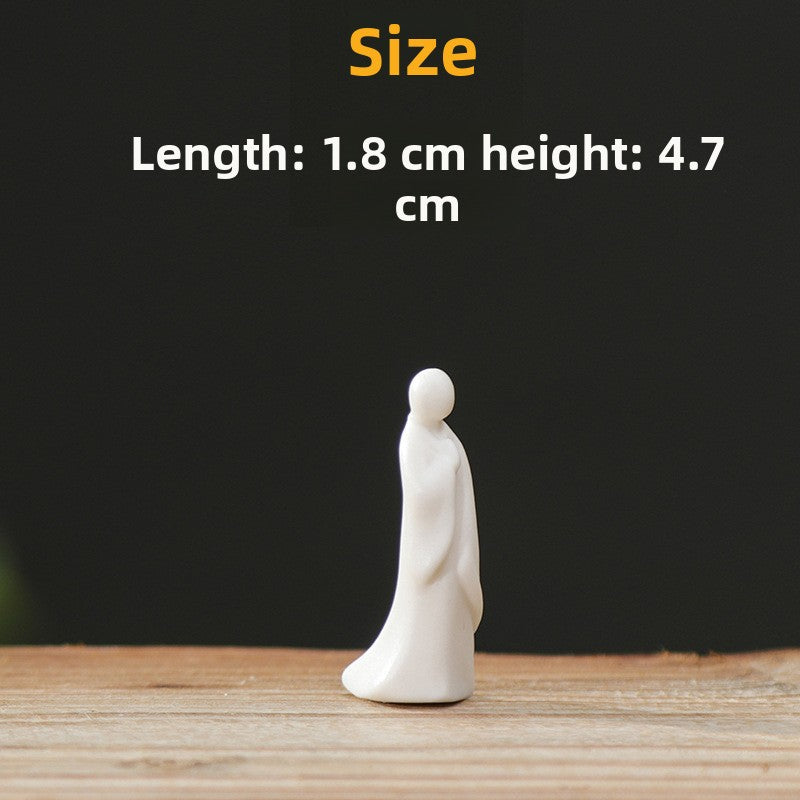zensoullab Mini Extra Small Zen Ceramic Formless Buddha Microscopic Bonsai Fish Tank Tea Tray Accessories Little Monk Home Decoration
